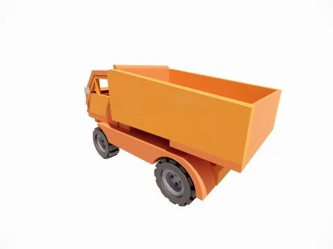 3D rendering model of a brownish orange wooden toy truck Stock Photos