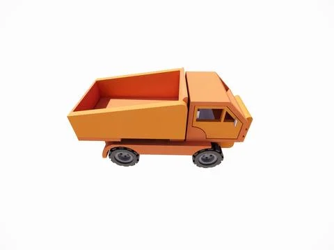 3D rendering model of a brownish orange wooden toy truck Stock Photos