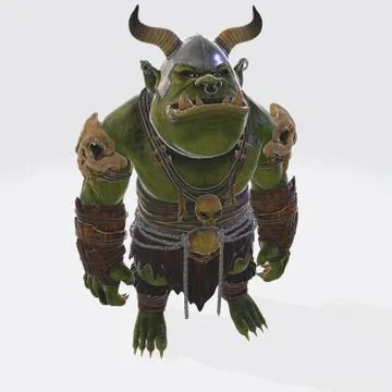 3D rendering model of a green monster isolated on a white background Ilustração Stock