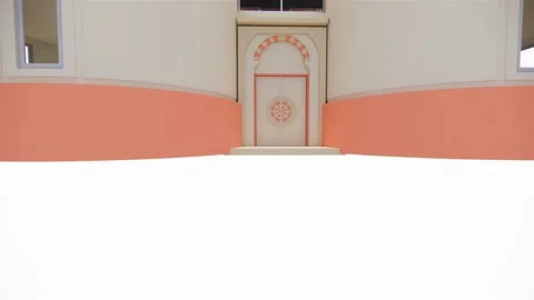 3d rendering model of modern minimalist orange castle architecture building Vídeos de archivo 239993201