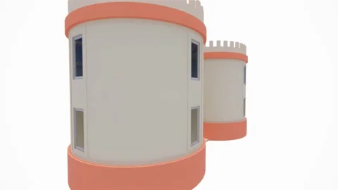 3d rendering model of modern minimalist orange castle architecture building Vídeos de archivo 239993321