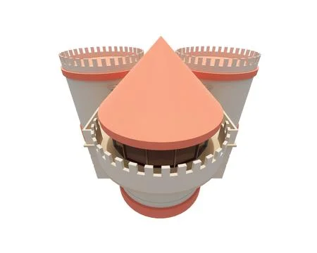 3d rendering model of modern minimalist orange castle architecture building Ilustración de archivo