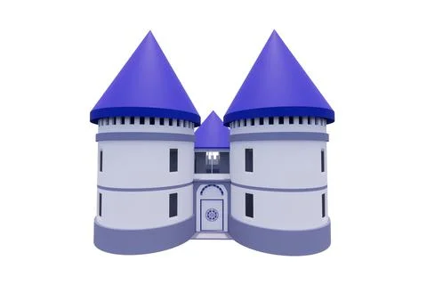 3d rendering model of modern minimalist blue purple castle architecture building Ilustración de archivo