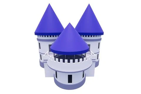 3d rendering model of modern minimalist blue purple castle architecture building Ilustración de archivo
