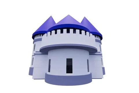 3d rendering model of modern minimalist blue purple castle architecture building Ilustración de archivo