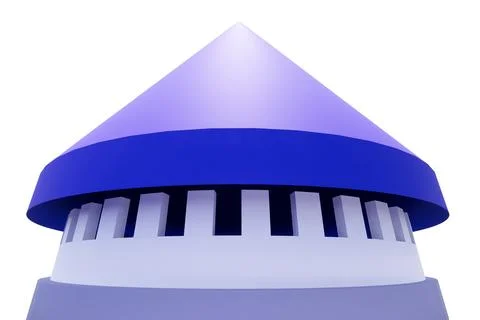 3d rendering model of modern minimalist blue castle roof architecture building Ilustración de archivo