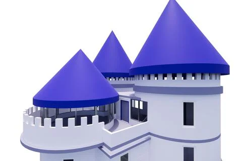 3d rendering model of modern minimalist blue purple castle  Stock Photos