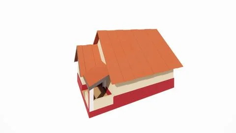 3d rendering model of a simple rural house suitable for illustration Stock Illustration