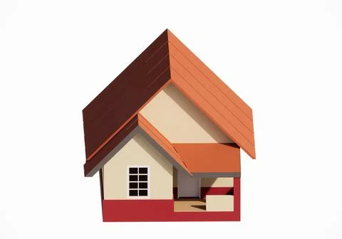 3d rendering model of a simple rural house suitable for illustration Stock Illustration
