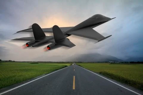 3d rendering of modern Air Force jetfighters on the space Stock Photos