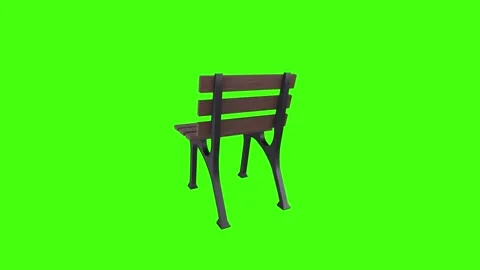 3D rendering of a modern bench on a bright green background Stock-Footage 297584316