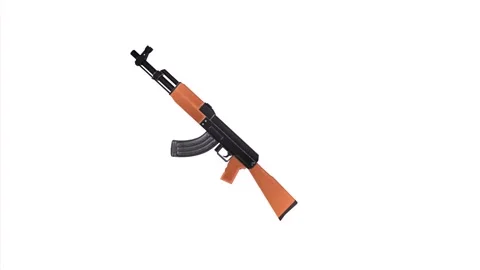 3D rendering of a modern firearm design in an orange color scheme Stock Footage 284237928