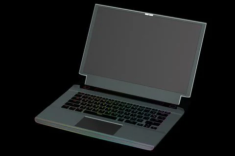 3d rendering of modern gaming colorful laptop on black background イラスト素材