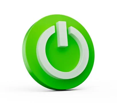 3d rendering of a modern green power switch icon isolated on white background Ilustração Stock