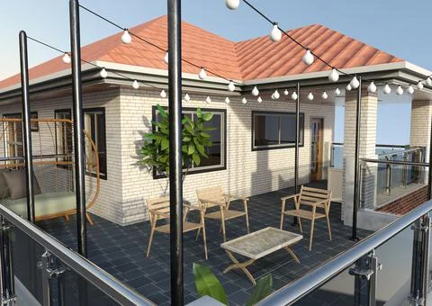 3D Rendering Modern Home Balcony Stock Illustration
