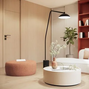 3d rendering modern interior design of living room decorated with white sof.. Stock Illustration