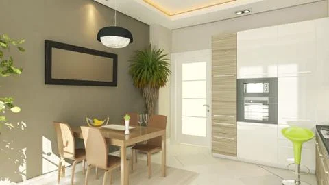 3d rendering modern kitchen design Stock Illustration