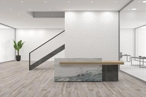 3D rendering of a modern office reception interior Stock Illustration