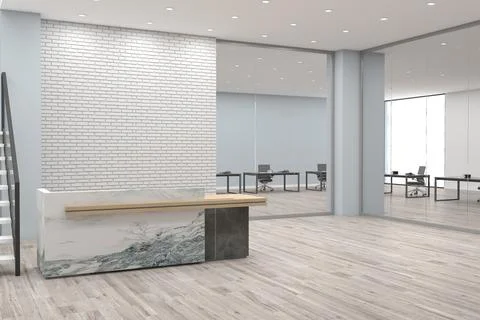 3D rendering of a modern office reception interior Stock Illustration