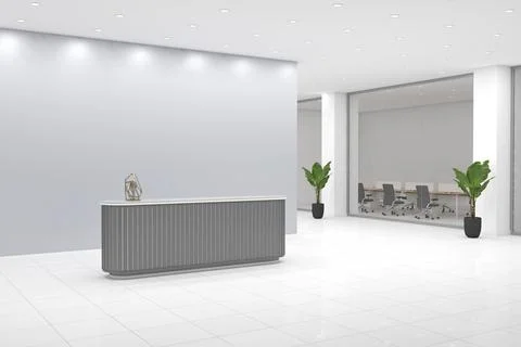 3D rendering of a modern office reception interior Stock Illustration