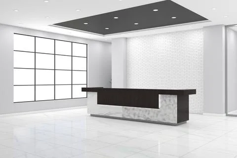 3D rendering of a modern office reception interior Stock Illustration