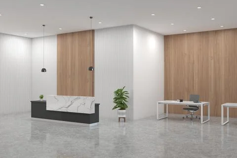 3D rendering of a modern office reception interior Stock Illustration