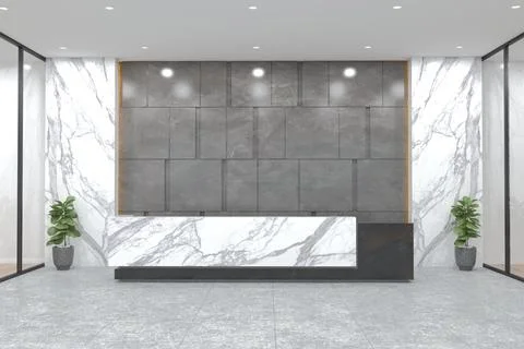 3D rendering of a modern office reception interior Stock Illustration