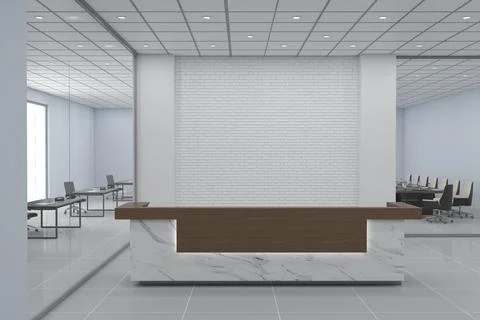 3D rendering of a modern office reception interior Stock Illustration
