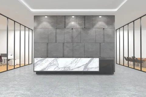 3D rendering of a modern office reception interior Stock Illustration