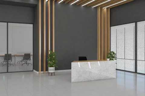 3D rendering of a modern office reception interior Stock Illustration