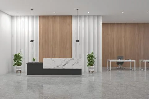 3D rendering of a modern office reception interior Stock Illustration