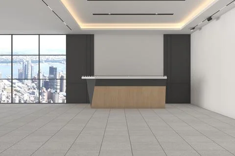 3D rendering of a modern office reception interior Stock Illustration