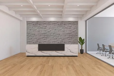 3D rendering of a modern office reception interior Stock Illustration