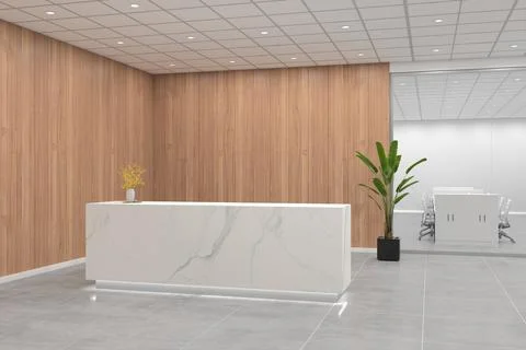 3D rendering of a modern office reception interior Stock Illustration