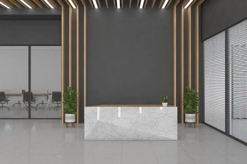 3D rendering of a modern office reception interior Stock Illustration