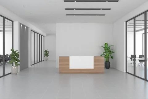 3D rendering of a modern office reception interior Stock Illustration