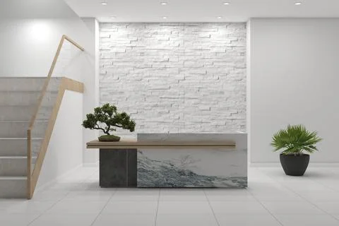 3D rendering of a modern office reception interior Stock Illustration