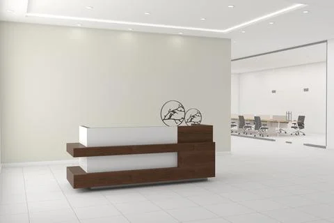 3D rendering of a modern office reception interior Stock Illustration