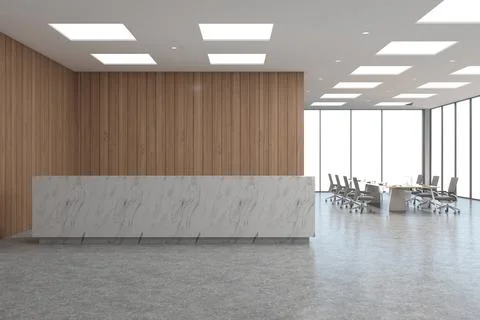 3D rendering of a modern office reception interior Stock Illustration