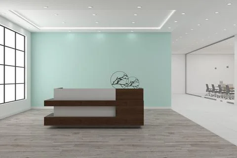 3D rendering of a modern office reception interior Stock Illustration