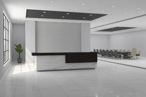 3D rendering of a modern office reception interior Stock Illustration