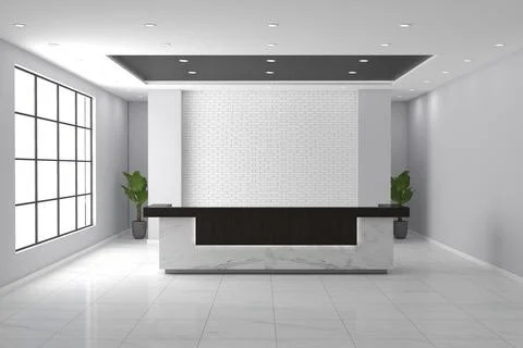 3D rendering of a modern office reception interior Stock Illustration