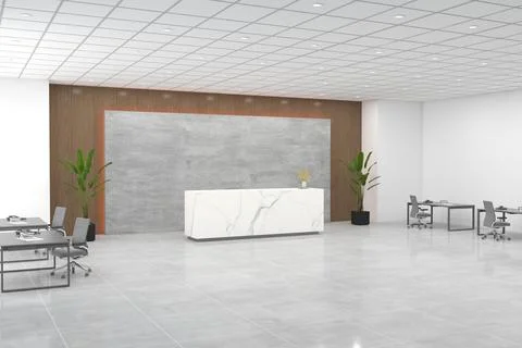 3D rendering of a modern office reception interior Stock Illustration