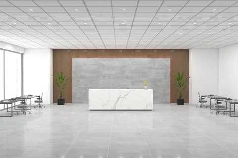 3D rendering of a modern office reception interior Stock Illustration