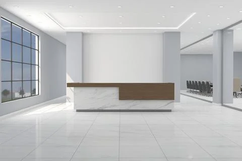 3D rendering of a modern office reception interior Stock Illustration