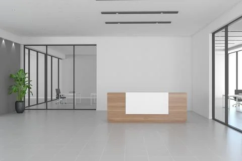 3D rendering of a modern office reception interior Stock Illustration