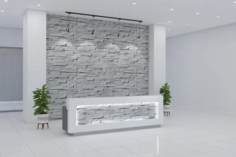 3D rendering of a modern office reception interior Stock Illustration