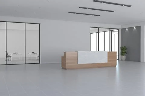 3D rendering of a modern office reception interior Stock Illustration