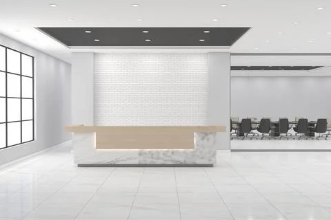 3D rendering of a modern office reception interior Stock Illustration