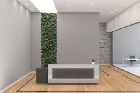 3D rendering of a modern office reception interior Stock Illustration